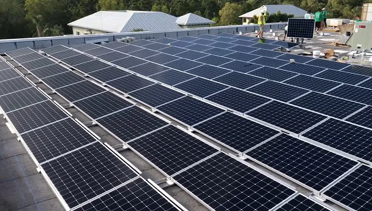 Solar panels on the roof of the Life's Abundance building