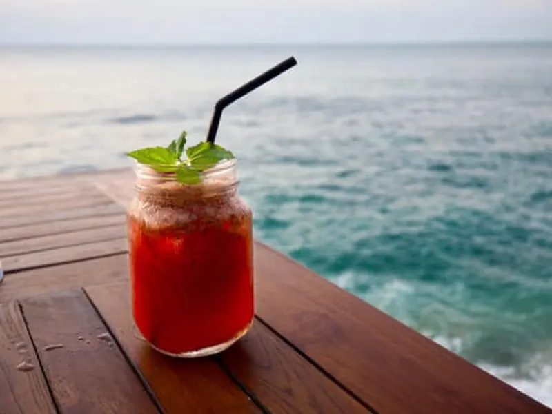 tropical drink on table