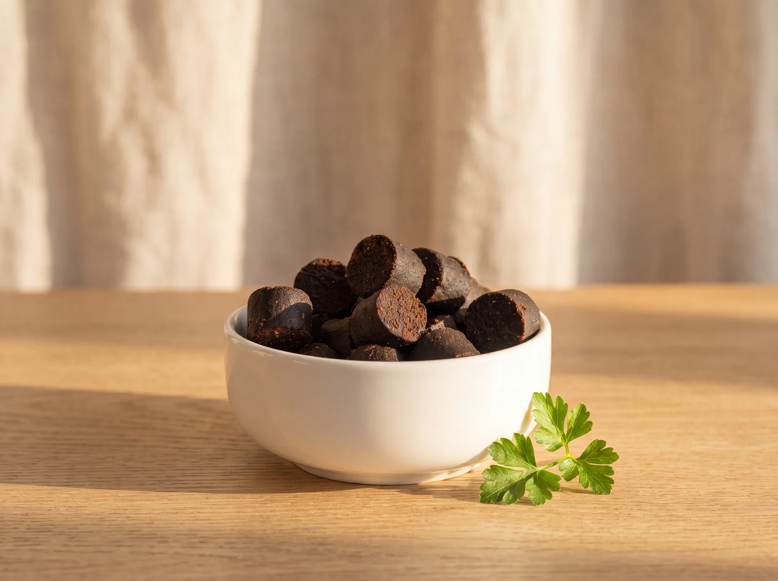 Agility Soft Chews in a bowl in warm morning light